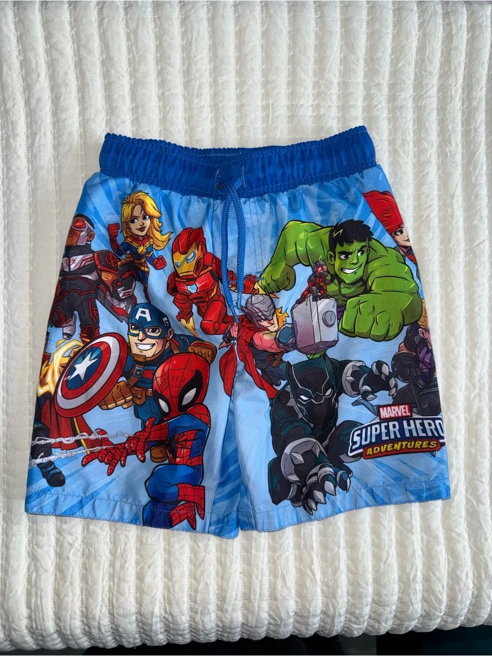 Marvel Boys' Blue Super Hero Adventures Shorts with Multicolor Character Print